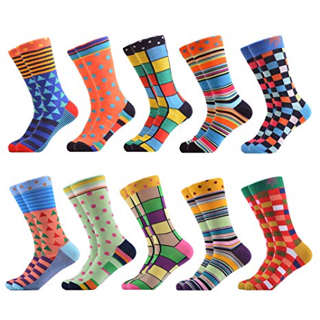 WeciBor Men's Dress Cool Colorful Fancy Novelty Funny Casual Combed Cotton Crew Socks Pack