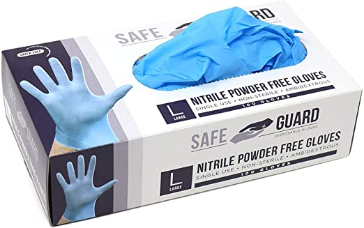 Nitrile Disposable Gloves, Powder Free, Food Grade Gloves, Latex Free, 100 Pc. Dispenser Pack, Medium Size, Blue