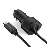 USB Type-C Car ChargerTronsmart 36W 2 Ports Rapid Car Charger with Quick Charge 20 TechnologyAttached USB Type C Cord for Nexus 6P Nexus 5X Not Compatible with Google Pixel