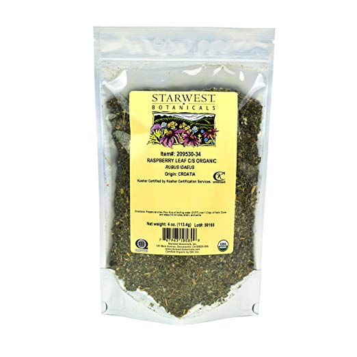 Starwest Botanicals Organic Red Raspberry Leaf Tea [4 Ounce Bag] Loose Cut & Sifted Raspberry Leaves in Bulk