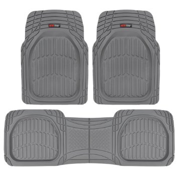 Motor Trend FlexTough Contour Liners - Heavy Duty Deep Dish Rubber Floor Mats in Gray