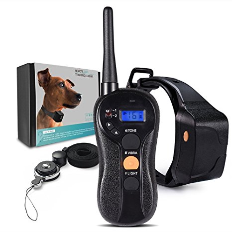 WOLFWILL 100% Waterproof Rechargeable Humane No Shock Remote Dog Training Collar 1980ft Blind Operation with Tone Vibration Light Electric Collar For ALL Size Dogs(22 to 88lbs)