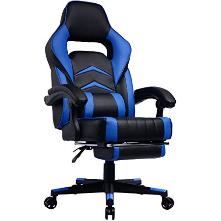 Gaming Chair with Footrest and Reclining Backrest, Racing Style High Back Office Chair - Chaise Gamer