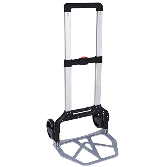 KingSo Folding Hand Truck Heavy Duty 330-lb Capacity Portable Aluminum Alloy Cart and Dolly for Luggage Travel Office Auto Moving, PVC Wheels with Double Bearings and Adjustable Handle