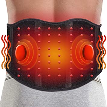 ARRIS Heated Back Massage Wrap, Electric Heating Waist Belt W/Vibration Massager for Lower Back Lumbar Waist Abdominal Stomach Spine Pain Relief - 7.4V Battery Powered Heat Therapy L/XL 2450MAH