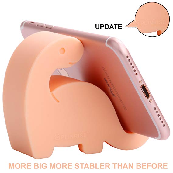 Plinrise Dinosaur Shape Cute Cell Phone Mounts Candy Color Ipad Set Material of Silica Gel, for Iphone Ipad Samsung Phone Tablet Plate Pc (Rose Pink)