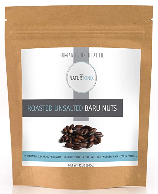 Baru Nuts Roasted and Unsalted, 12 Ounce Resealable Bag, Delicious, Crunchy and Super Healthy, Non-GMO and Gluten Free