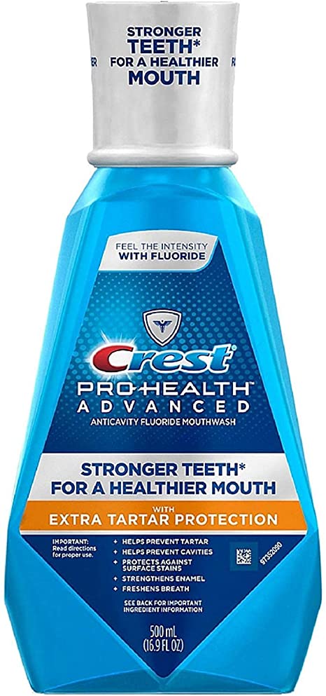 Crest Pro-Health Advanced Mouthwash with Extra Tartar Protection, Refreshing Mint 16.90 oz (Pack of 2)