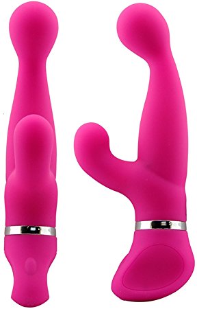 Vibrators - Pink Lollipop by Renee Rick Novelties - Rechargeable Rabbit Vibe With Curved Shaft For Easy G Spot and Clitoral Stimulation - Luxury Hypoallergenic Body Safe Silicone and ABS Plastic