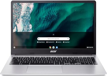 Acer Chromebook 315 Laptop | Intel Celeron N4500 | 15.6" Full HD IPS Display | Intel UHD Graphics | 4GB LPDDR4X | 64GB eMMC | Intel Wi-Fi 6 | DTS Audio | USB Type-C | Chrome OS | CB315-4H-C8XU,Silver