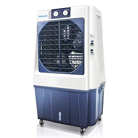 DUOLANG 1353 CFM Portable Evaporative Cooler Fan & Humidifier Rooms Up to 645.8Sq.Ft,Swamp Cooler with 3 Speeds DL-60T(White/Navy Blue)