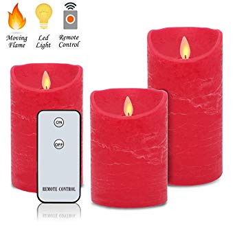 Flameless Candles Flickering Dancing Flame H4" 5" 6" xD3" Set of 3 Battery Operated LED Candles Decorative Real Wax Pillar with Remote Control