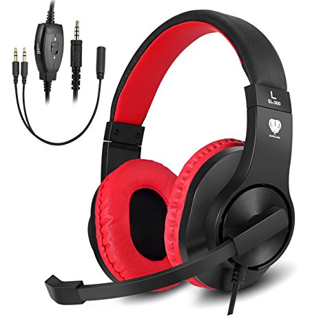 Greatever Gaming Headset for XBOX ONE,PS4,PlayStation 4,Nintendo Switch, Noise Canceling Earphone, Wired Over Ear Headphones with Mic,Control for Laptop/PC/Mac/Smartphones/Nintendo Switch Games(Red)