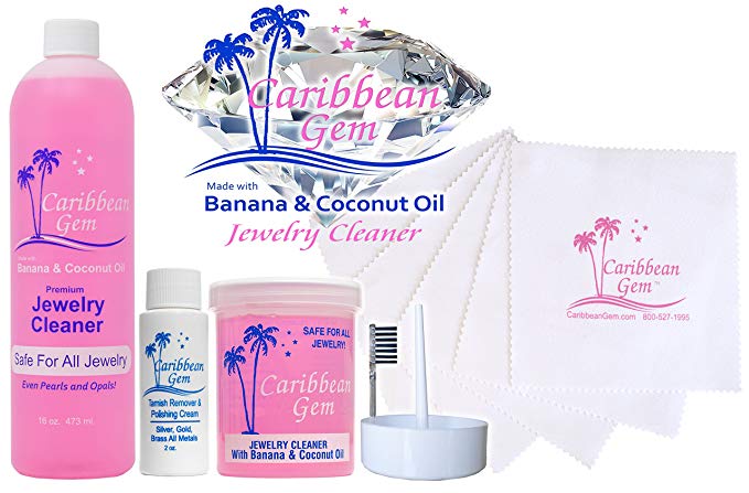 Caribbean Gem Ultra Jewelry Cleaning Kit with Cleaner, Polishing Cream, Cleaning Cloths