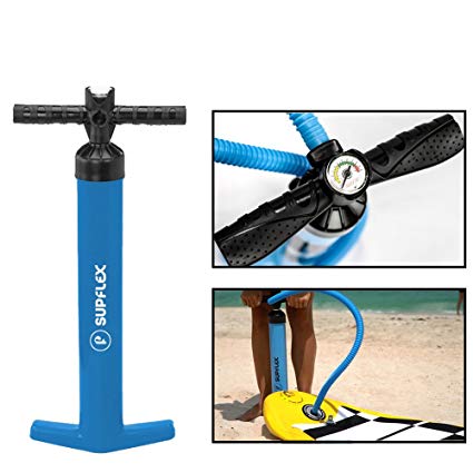 High Pressure Hand Pump for Inflatable SUP Board - Double action pump for faster inflation by Supflex - Inflate up to 27 PSI