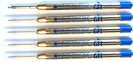 5 - Monteverde Capless Gel Ballpoint Refill to Fit Parker Ballpoint Pens, Needle Point, Extra-Fine (Bulk Packed) (Blue)