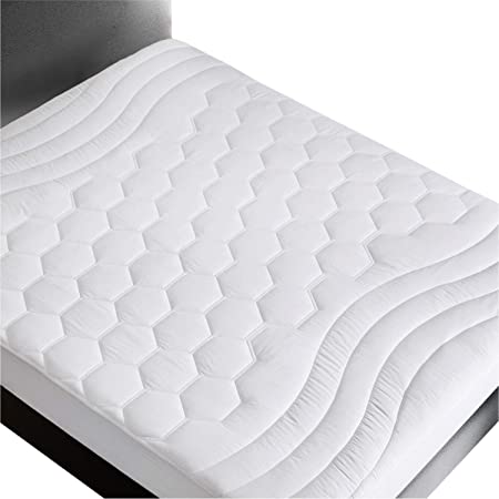 Bedsure Mattress Topper Pad Cover Full Size（54x75 inches - Quilted Double Bed Mattress Pad Protector Deep Pocket(up to 18'' deep), Fitted Sheet Mattress Cover-White