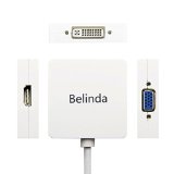 Belinda 3 In1 Mini Displayport to Hdmi DVI VGA Tv Av Hdtv Adapter Cable for Mac Book Imac Mac Book Air Mac Book Pro and Mac Mini-square Shape