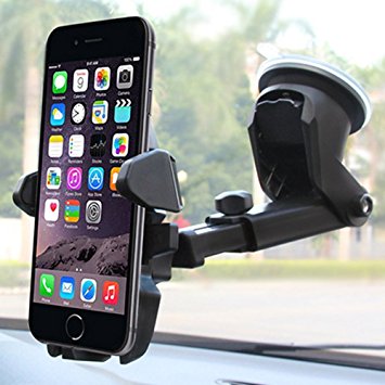 Car Phone Holder, 360° Adjustable Phone Car Mounts Telescopic Car Mount Holder Cell Phone Cradle by YIGER Car Phone Stand Universal Phone Car Dock and Car Phone Bracket for IPhone/Ipad etc