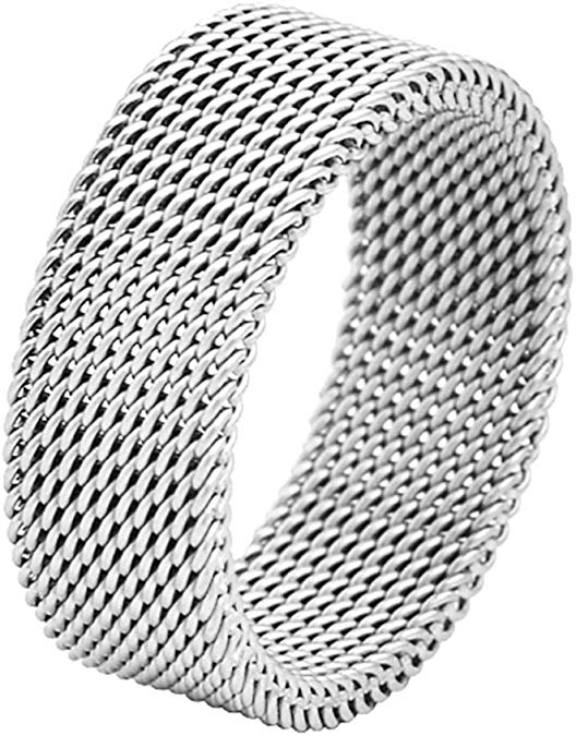 Geoffrey Beene Stainless Steel Men's Comfort Fit Mesh Ring