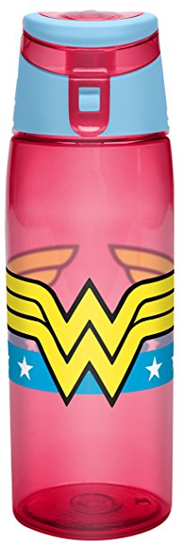 Zak! Designs Tritan Water Bottle with Flip-top Cap featuring Wonder Woman Graphics, Break-resistant and BPA-Free Plastic, 25 oz.