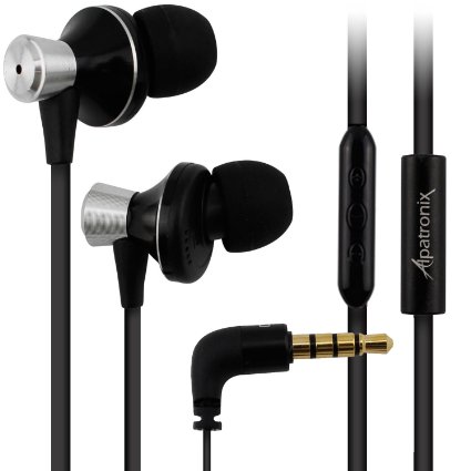 Apple iOS Earbuds Alpatronix EX100 High Performance Stereo In-Ear Headset with Built-in Microphone 3-Button Volume and Playback Control Noise-Isolating Headphones Tangle-Free Earphones for iPhone 6S Plus 6S 6 Plus 6 5S 5C 5 4S  iPad 4 3 2 1 Mini Air Pro  iPod Touch Nano Shuffle and other Apple iOS Devices - Black