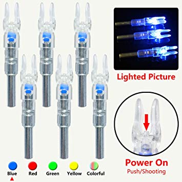 XHYCKJ 6PCS S Led Lighted Nocks for Arrows with .244"/6.2mm Inside Diameter,Screwdriver Included