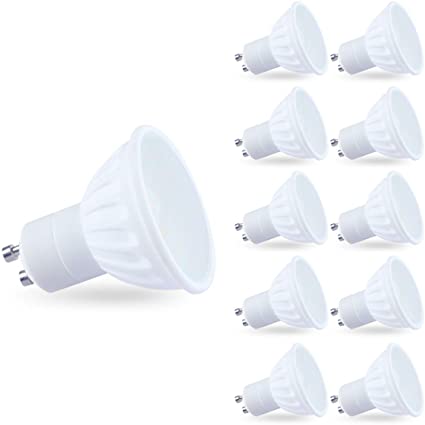 LAMPAOUS 5W LED GU10 Bulb Warm White Gu10 LED Lights,450lm Super Bright GU10 LED 50W Halogen GU10 Lamp Replacement,Very Soft White with The Frosted Glass Diffuser, Protect The Eyes 10Pack