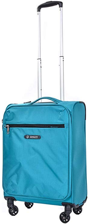 Ornate - Ultra Lightweight Carry On Luggage with Spinner Wheels. Softside Rolling Suitcase (Sea Foam Green)