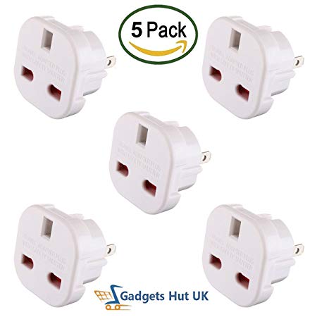 Gadgets Hut UK - 5 x UK to US Travel Adaptor suitable for USA, Canada, Mexico, Thailand - Refer to Product Description for Country list
