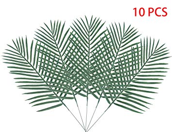 10PCS Artificial Palm Tree Faux Leaves Green Plants Greenery for Flowers Arrangement Wedding Decoration - Warmter