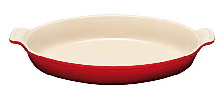 Le Creuset Heritage Stoneware 1-Quart Oval Au Gratin Dish, Cerise (Cherry Red)