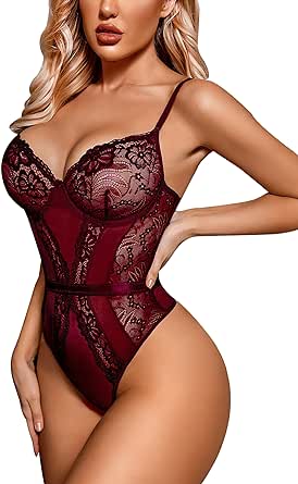 Avidlove Women Lingerie Bodysuit Lace Teddy Snap Crotch One Piece Underwire Babydoll