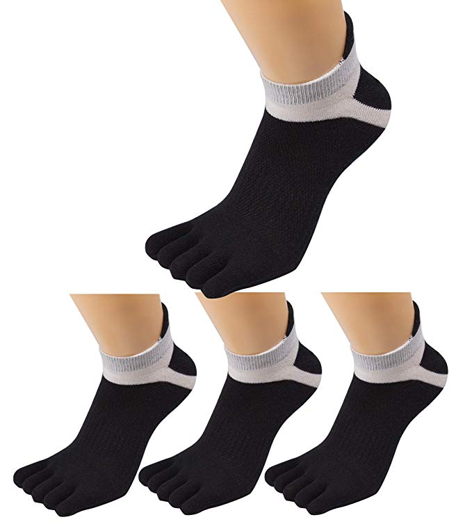 Women's Low Cut Toe Socks 5 Finger No Show Cotton Mesh Wicking Athletic 4 Pack