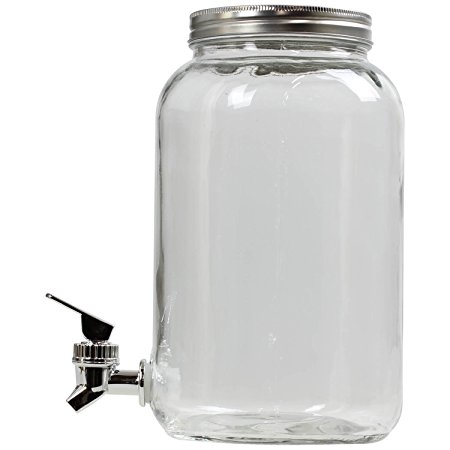 CLEAR GLASS DRINKS DISPENSER WITH TAP 3L JUICE WATER MILK COCKTAIL JUG
