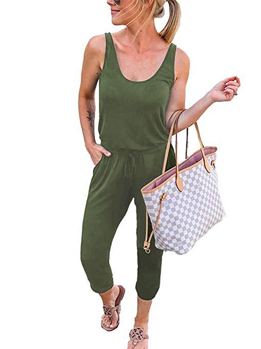 ANRABESS Women's Summer Tank Jumpsuit Casual Loose Sleeveless Beam Foot Elasitic Waist Jumpsuit Romper with Pockets