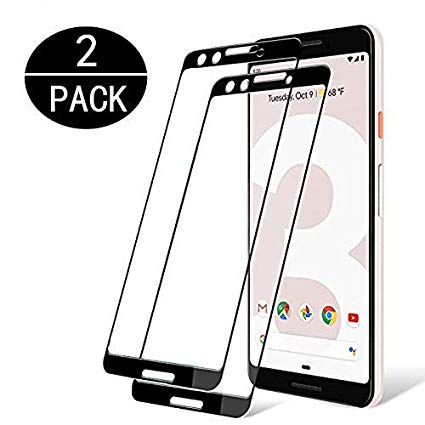 Google Pixel 3 Tempered Glass Screen Protector. EcoPestuGo [2-Pack] with 9H Hardness Protector Film [HD Clear][Anti-Scratch] [Anti-Bubble] [Case Friendly] Compatible Google Pixel 3 [Black]