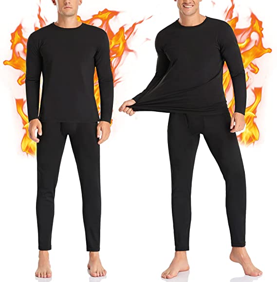 SIMIYA Thermal Underwear Set for Men Long Johns with Fleece Lined Long Sleeve Base Layer Set Top Bottom