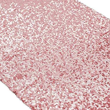 Unves Sequin Table Runner, 12x108inch Glitter Sequin Runner for Party Birthday Wedding Dinner Baby Shower Decoration Table Cloth Supplies,Rose Gold