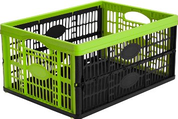 CleverMade CleverCrates Collapsible Storage Container 32 Liter Grated Utility Crate Kiwi Green