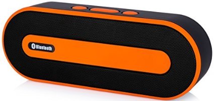 Bluetooth Speakers, Surround Sound Mini Portable Bluetooth Speakers Stereo Wireless Speakers, Powerful Bass with Build-in Rechargeable Battery 10 Hours Playtime for Smartphone and Tablet (Orange)