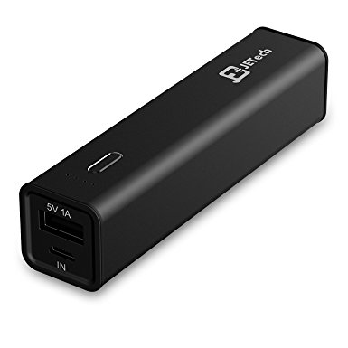 JETech 3400mAh Ultra-Compact Portable Lipstick-Sized External Power Bank Battery Charger Pack for iPhone 6/5/4, iPad, iPod, Samsung Devices, Smart Phones, Tablet PCs (Black)