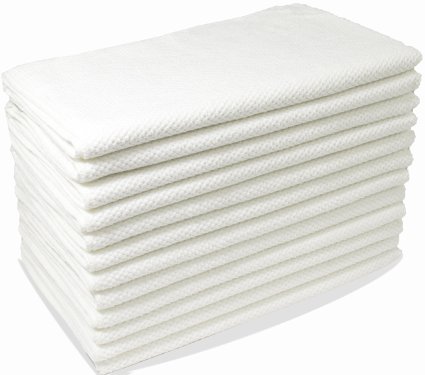 Royal Kitchen Towels, 12 Pack - 100% Soft Microfiber with Pearl Woven Design -14" x 25" - Great for Cooking in Kitchen, Household Cleaning, Bathroom and Garage