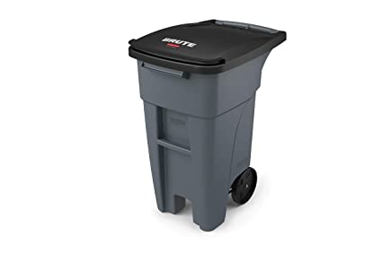 Rubbermaid Commercial Products 1971941 Brute Rollout Heavy-Duty Wheeled Trash/Garbage Can, 32-Gallon, Gray