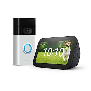 Ring Video Doorbell by Amazon, Satin Nickel, Works with Alexa   All-new Echo Show 5 (3rd generation) | Charcoal - Smart Home Starter Kit