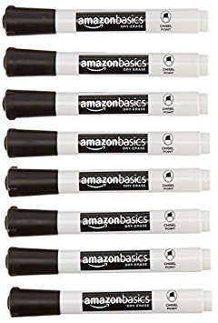 AmazonBasics Low-Odor Dry Erase Markers - Chisel Tip - 8 Pack (Black)