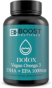 BoostCeuticals Algae Omega 1000mg Fish Oil Replacement - Vegan EPA DHA Omega 3 Supplement – Plant Based Omega-3 Fish Oil Alternative - Brain Health (60)