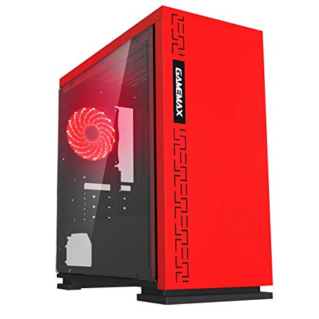 Game Max GMX-EXPEDITION-RD Expedition Gaming Matx Rear LED Fan and Full Side Window PC Case  - Red
