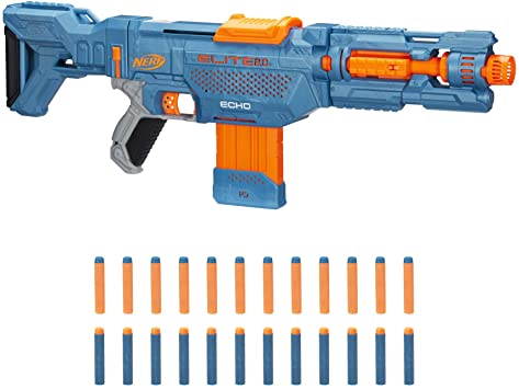 NERF Elite 2.0 Echo CS-10 Blaster -- 24 Official Darts, 10-Dart Clip, Removable Stock and Barrel Extension, 5 Tactical Rails