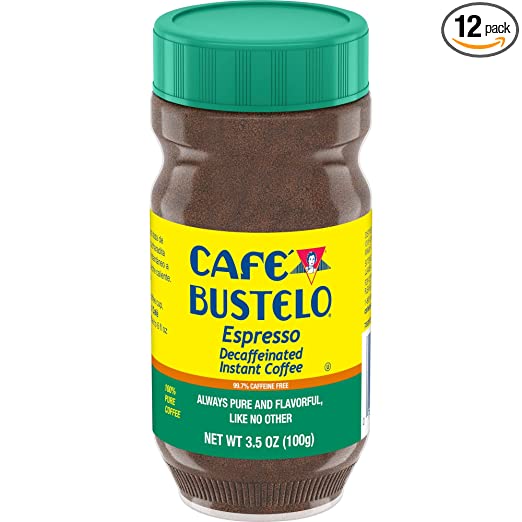 Café Bustelo Coffee Espresso Style Decaffeinated Instant Coffee, 3.5 Ounces (Pack of 12)